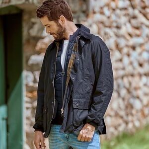 Medium Barbour Ashby Men's Navy Field Jacket